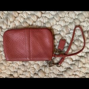 Pink Leather Coach Wristlet